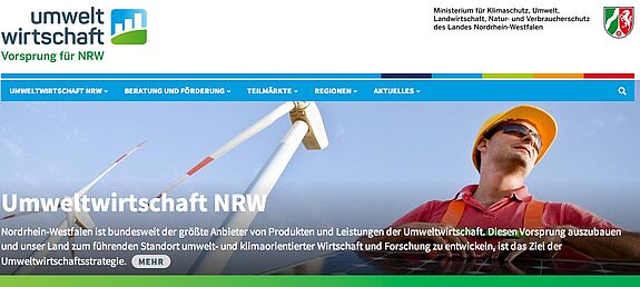 Screenshot der Webseite umweltwirtschaft.nrw.de