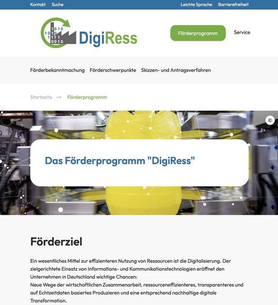 Screenshot der Website digiress.de