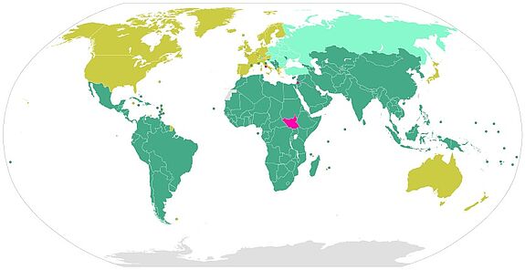 Karte der Mitglieder der UN-Klimarahmenkonvention UNFCCC