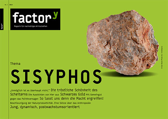 Titel des factor<sup>y</sup>-Magazins Sisyphos