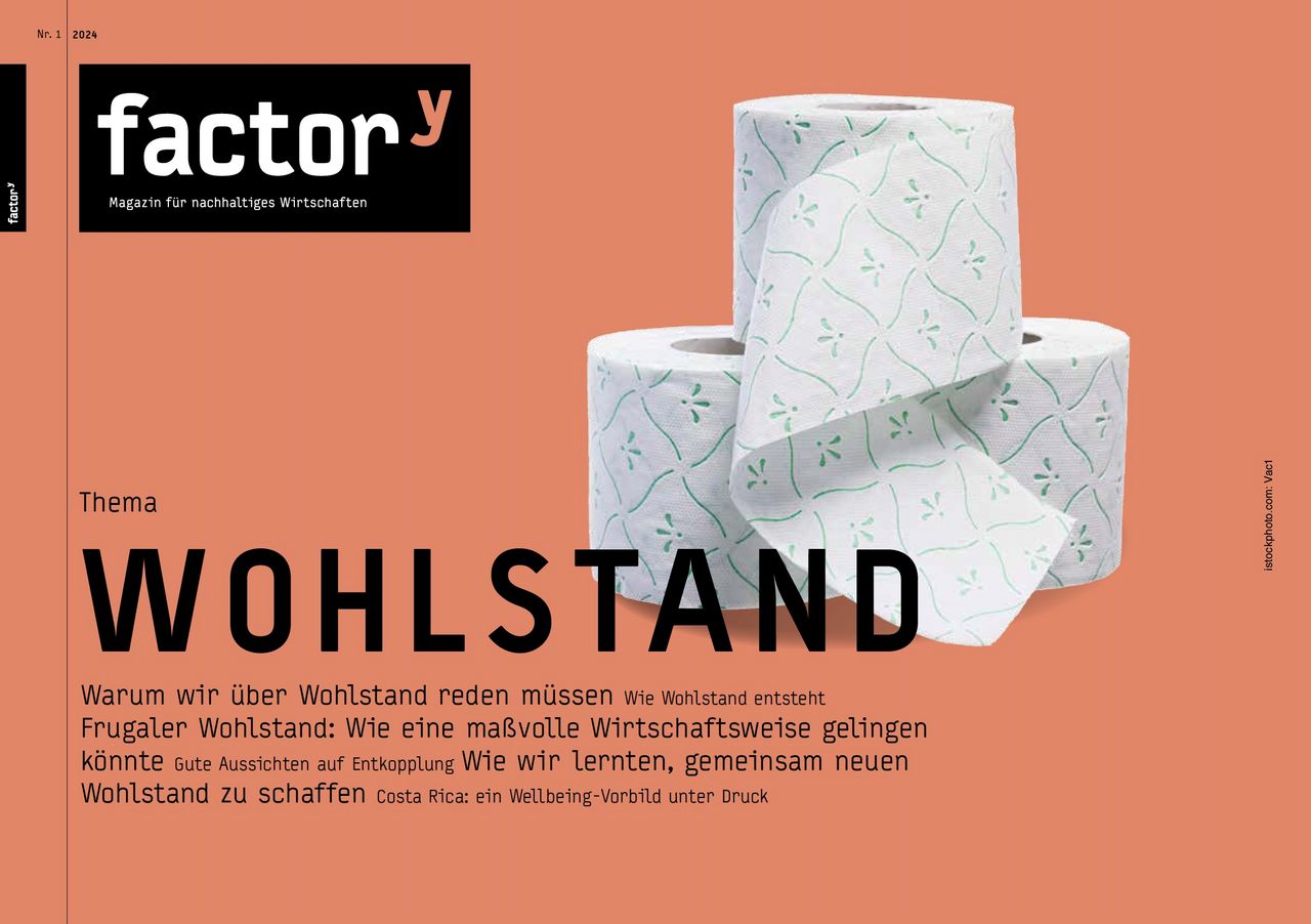 Titelbild des factor<sup>y</sup>-Magazins Wohlstand