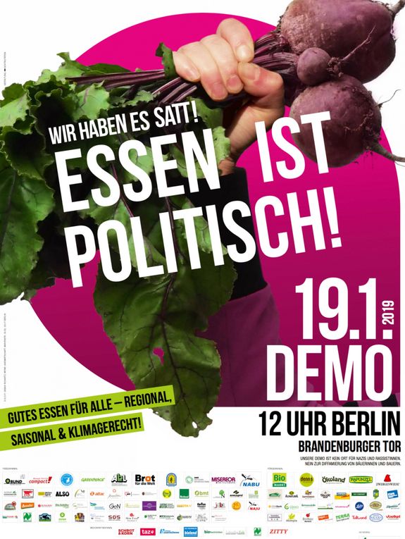 Titel des Plakats zur Demonstration Wir haben es satt am 19. Januar 2019