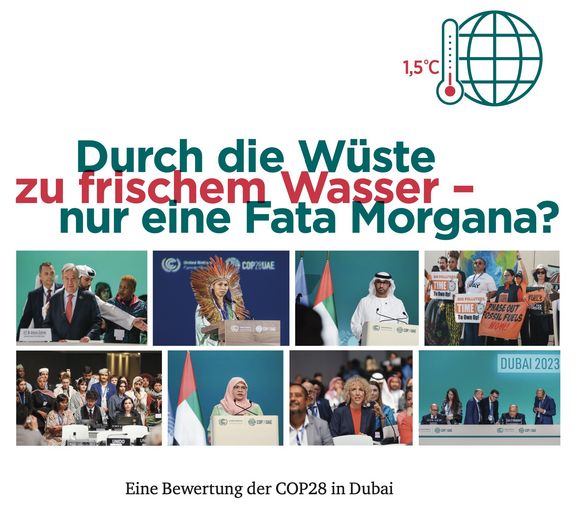 Ausschnitt des Titels der Bewertung des Klimagipfels COP28 in Dubai 2023