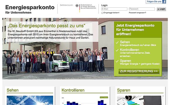 Screenshot der Website unternehmen.energiesparkonto.de