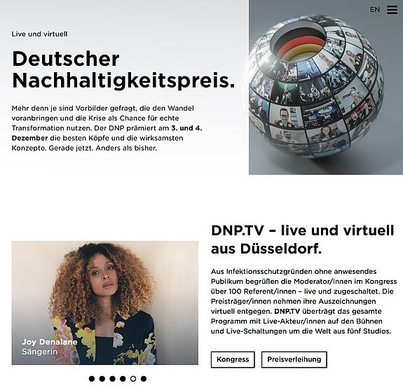 Screenshot der Website des Deutschen Nachhaltigkeitspreises