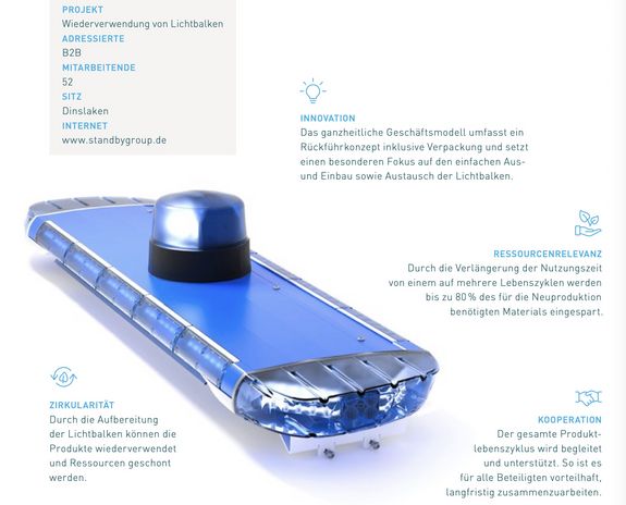 Standby versorgt Fahrzeuge von Polizei, Feuerwehr und Co. mit Signallampen auf dem Fahrzeug. Die halten länger als die Fahrzeuge – und das Unternehmen nimmt sie zurück, um sie zu erneuern und ihre Lebensdauer zu erhalten.